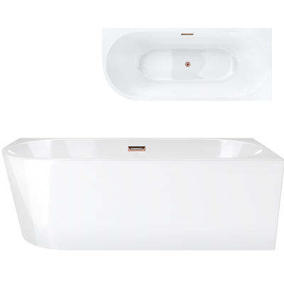 Corsan INTERO freistehende Eckbadewanne 170 x 73 Rechtsmontage Klick-Klack-Stöpsel Kupfer/RoséGolden