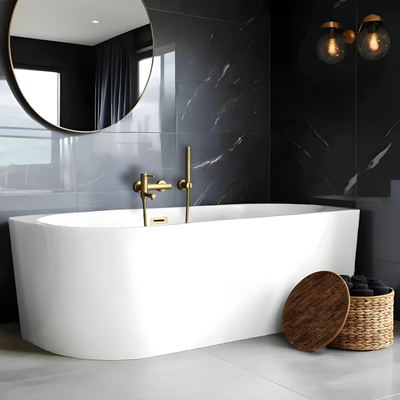 Corsan INTERO freistehende Eckbadewanne 170 x 73 Rechtsmontage Klick-Klack-Stöpsel Golden