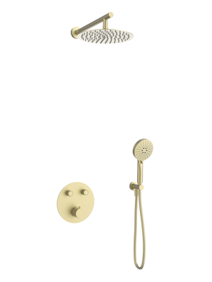 Recessed shower set LUGO Z04TGL, rain showerhead 25cm, thermostatic mixer, shower hose, gold