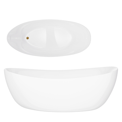 Freestanding bathtub AVOLA V032XXLBGL 180 cm Click-clack waste Brushed gold