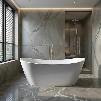 Corsan NAUTI freestanding bathtub 160 x 75 cm click-clack plug White