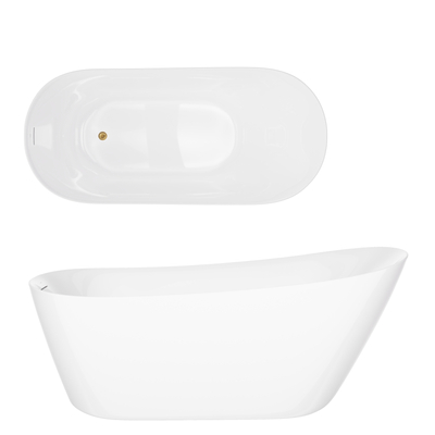 Freestanding bathtub ESTELLA II SLIM V038XLBGL 170 cm Click-clack waste Brushed gold