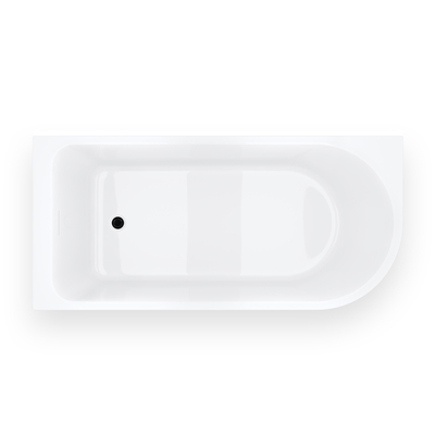 INVELIA V220XLLBL Corner Bath 170x80 cm Left-handed Installation Click-clack Waste Black