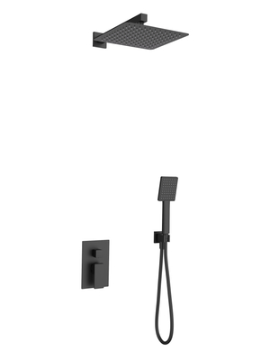 Corsan ANGO black shower set with a 25 cm rain shower, concealed tap and shower