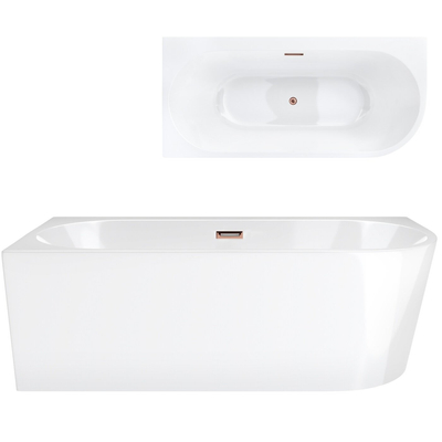 Corsan INTERO freistehende Eckbadewanne 170 x 80 mit breitem Rand Linksmontage Klick-Klack-Stöpsel Kupfer/RoséGolden