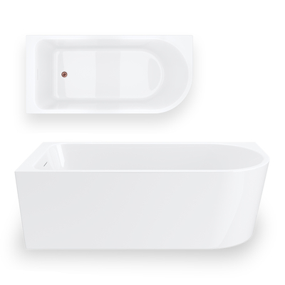 INVELIA V220LLRG corner bathtub 160x75 cm Left-hand installation Click-clack plug Rose gold