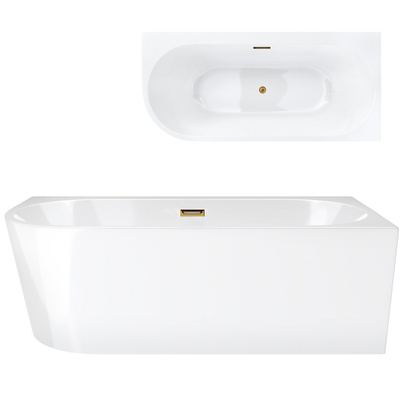 Corsan INTERO freistehende Eckbadewanne 170 x 80 mit breitem Rand Rechtsmontage Klick-Klack-Stöpsel Golden